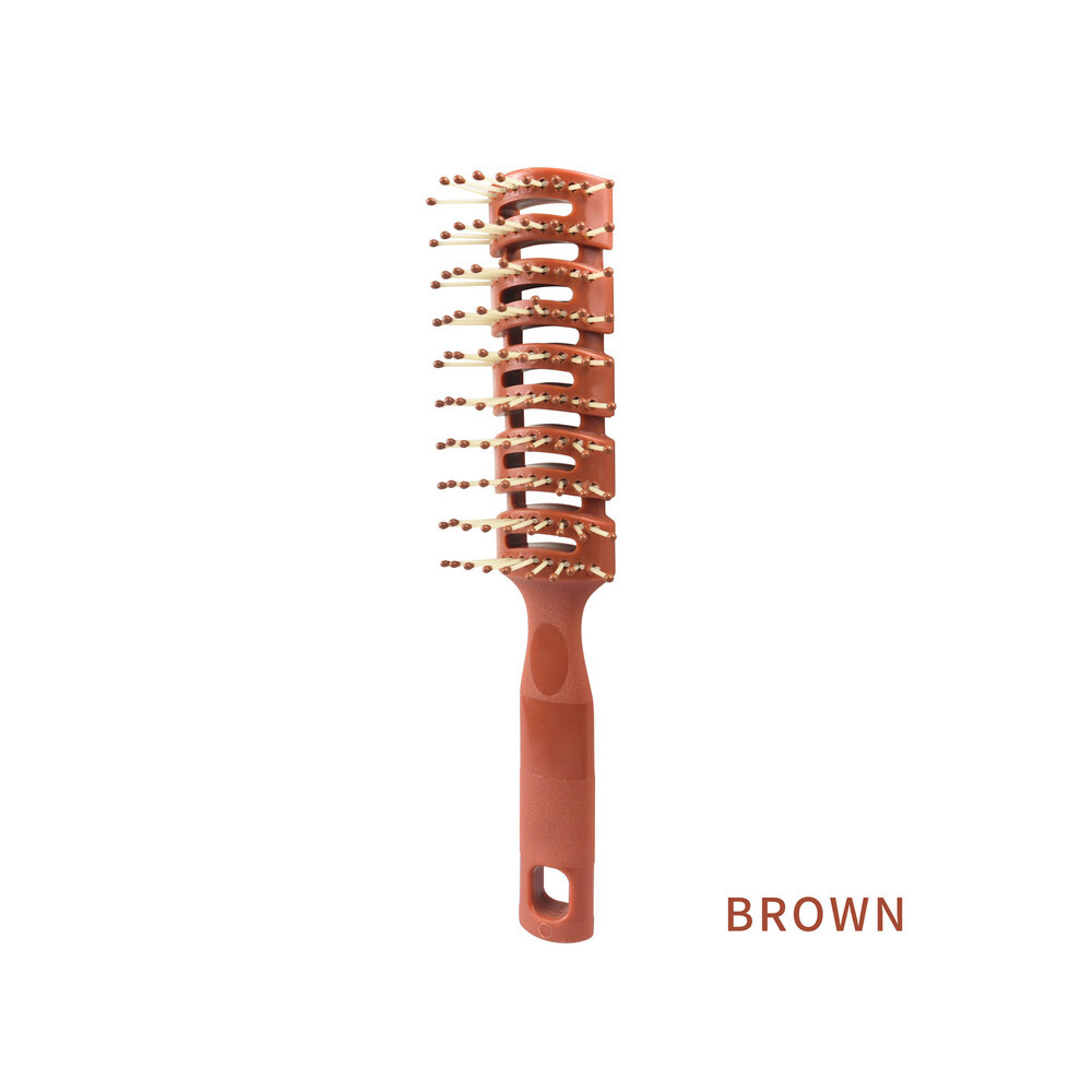 Light/Brown ( Brown)1Pc Ribbed Comb Men's Boy Fluffy Hairbrush Salon Hairdressing Comb Massage Ribs