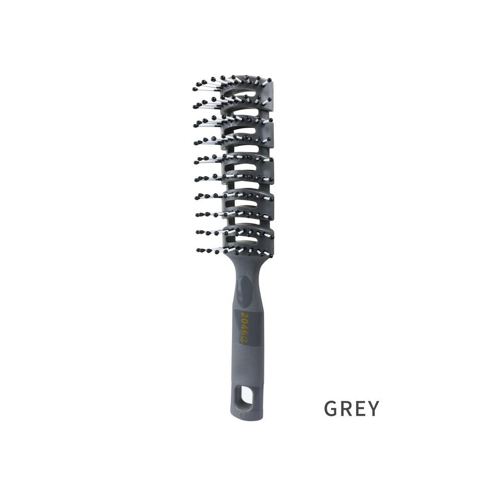 Grey (Grey) 1Pc Ribbed Comb Men's Boy Fluffy Hairbrush Salon Hairdressing Comb Massage Ribs Hair Comb