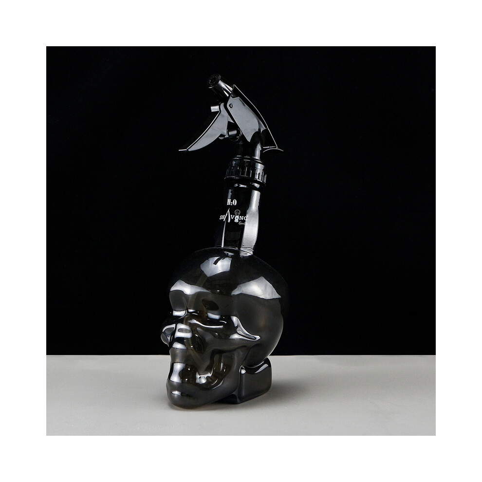 (Black)Professional 500ml Hair Salon Spray Bottle Skull Head Design Barber Looking Can