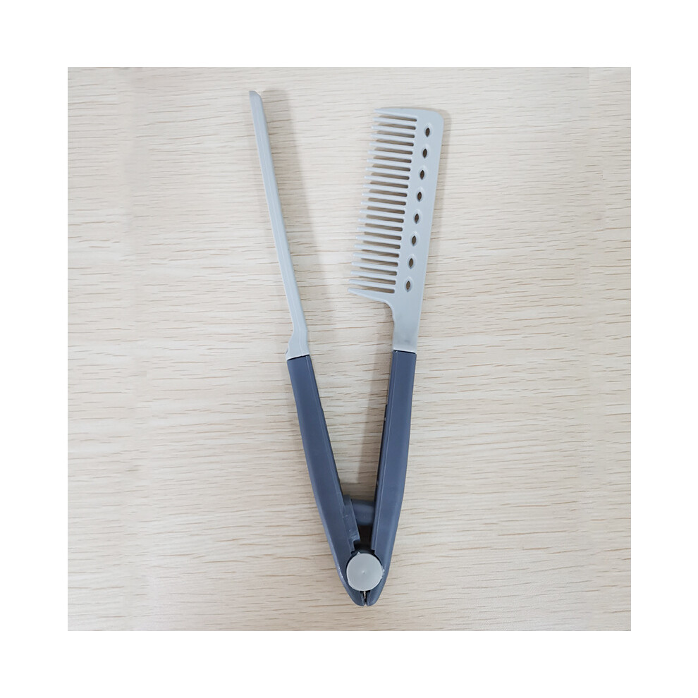 (Grey) 1pc Useful Hair Straightening Salon Comb Hairdressing Smooth Tool Tongs Hair Styling Tools