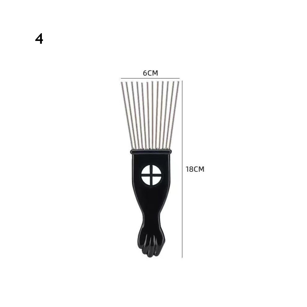 Black (4)Insert Hair Pick Comb Detangling Comb Antistatic Afro Comb Metal Fork Hairbrush Salon Hairdressing