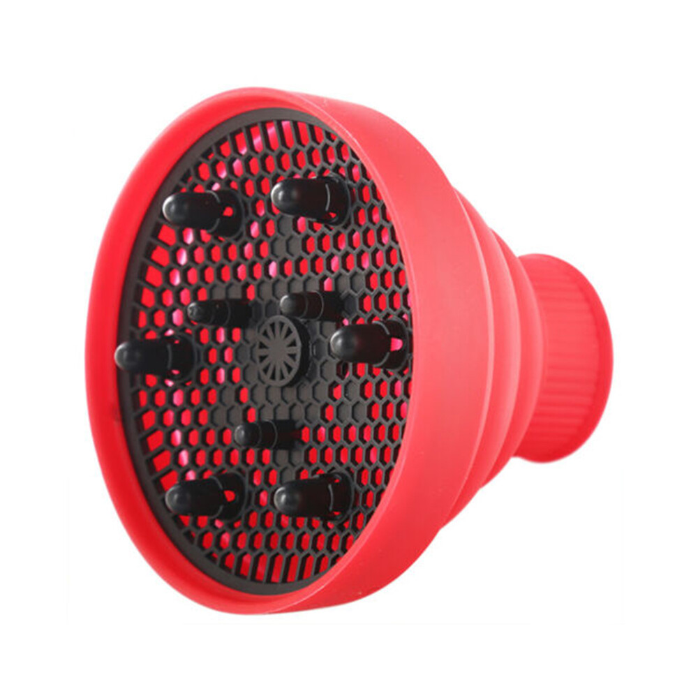 (Red) Hair Dryer Foldable Professional Diffuser Blower Hairdressing Hair Curly Household