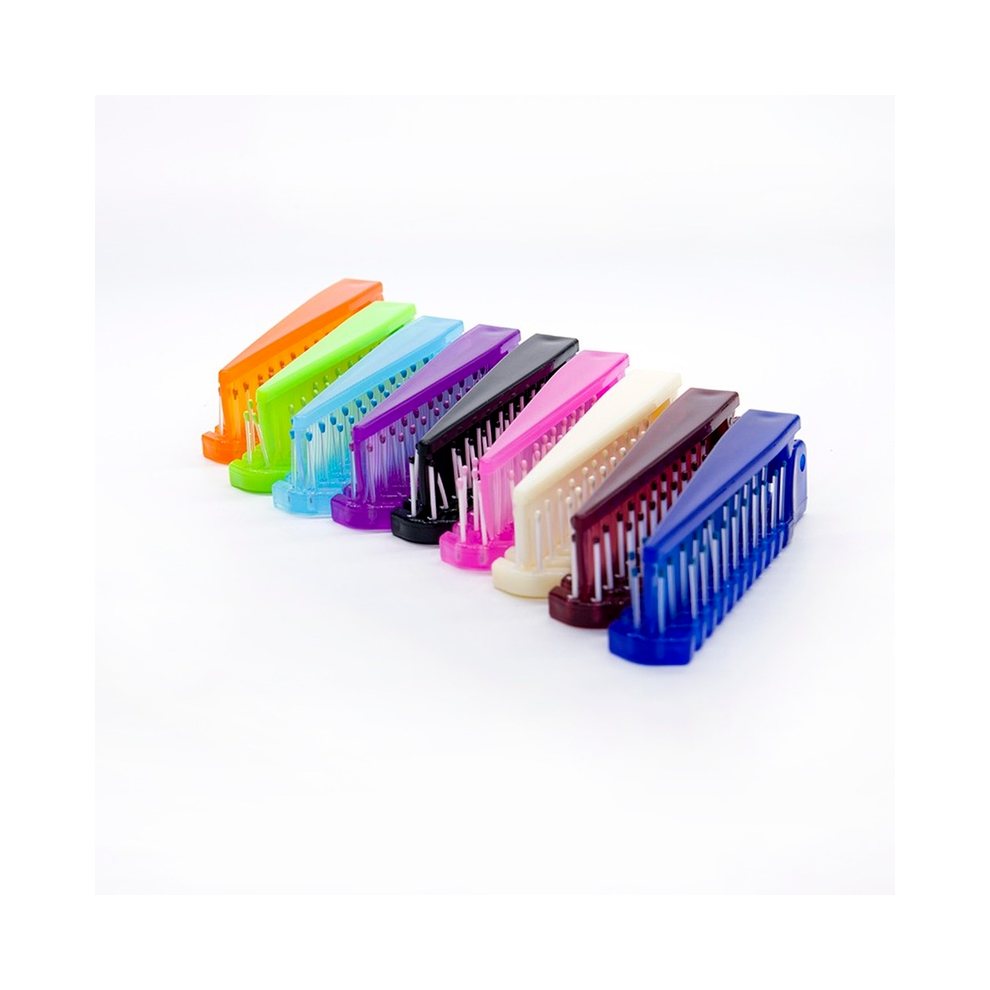 (Black)1pc Portable Travel Comb Detachable Hair Brush Folding Hair Brushes Massage Comb Anti-Static