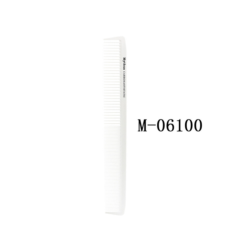 White (M-06100)Mythus Hairdressing Carbon Comb For Hair Cutting Barber Antistatic Rat Tail Comb