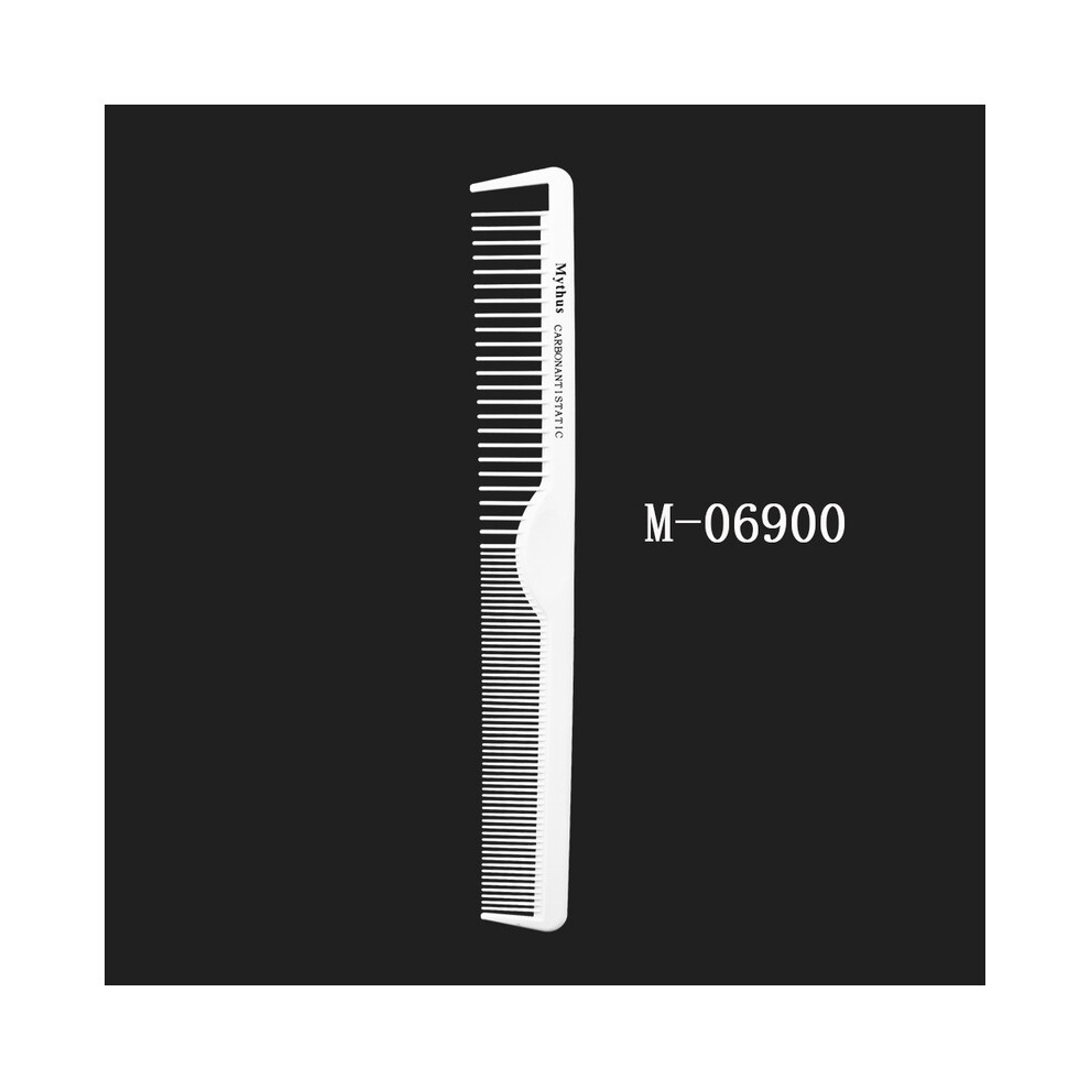 White (M-06900)Mythus Hairdressing Carbon Comb For Hair Cutting Barber Antistatic Rat Tail Comb