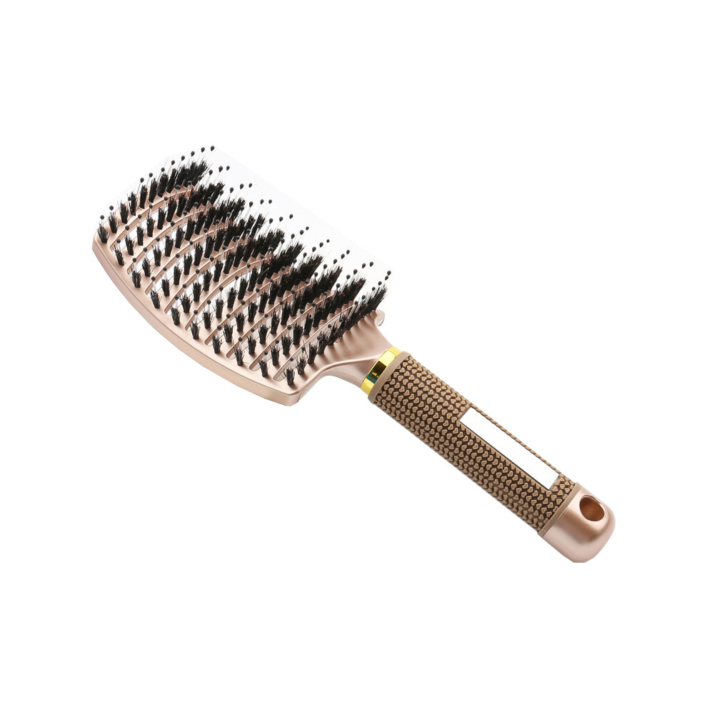 (gold with hair) Women's hair brush scalp massage comb hair brush nylon wet curly hair brush