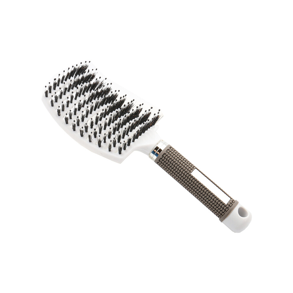 (blanc avec cheveux) Brosse à cheveux pour femmes Peigne de massage du cuir chevelu Brosse à cheveux