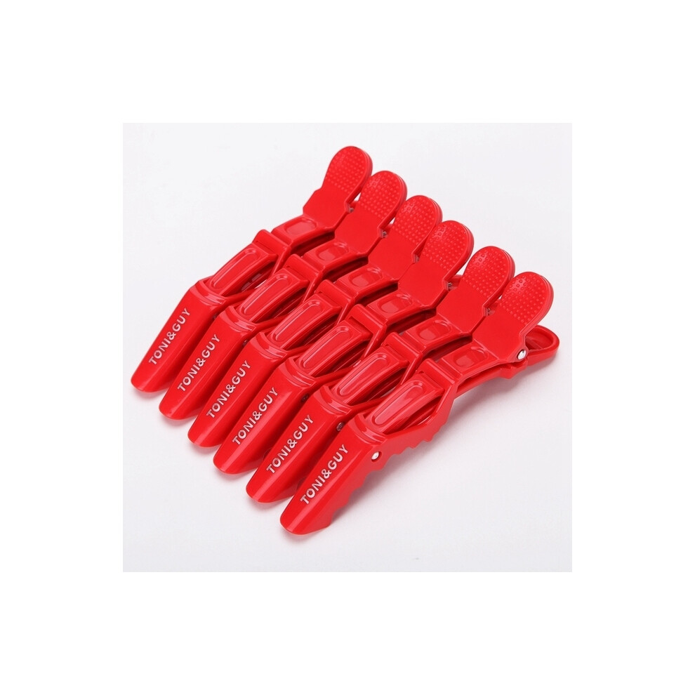 Red (Red) 6Pcs/Lot Plastic Hair Clips Hairpin Hairdressing Clamps Claw Part Alligator Clips