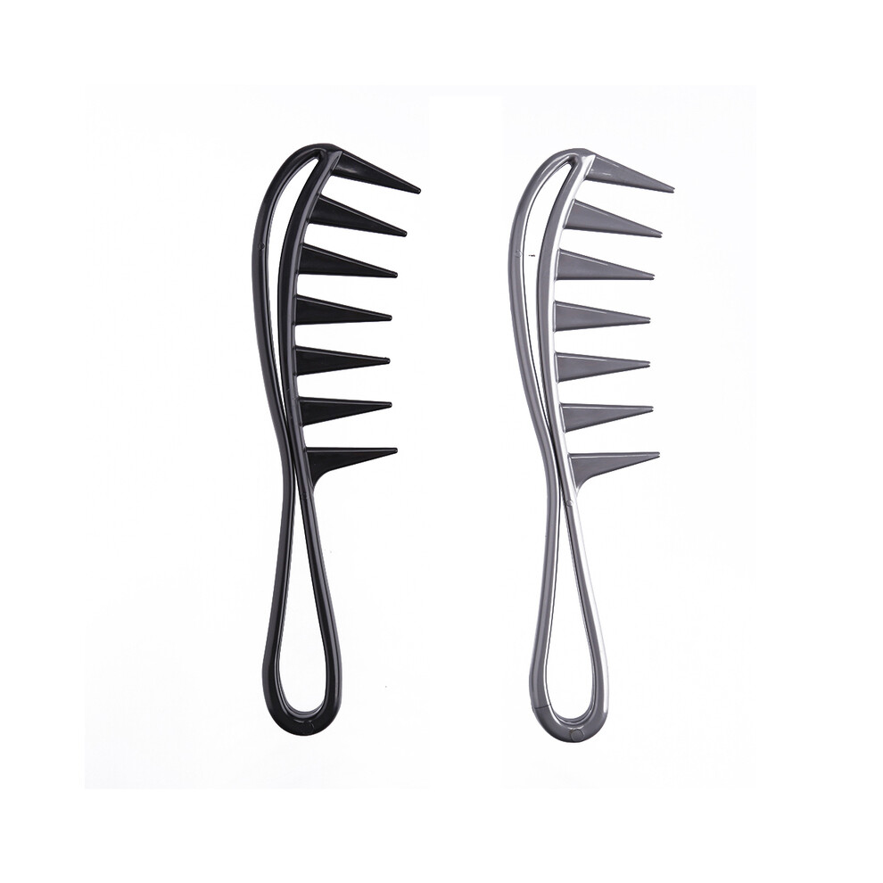 Black (Black) Wide Tooth Shark Plastic Comb Curly Hair Salon Hair Salon Massage For Hair Styling Tool For