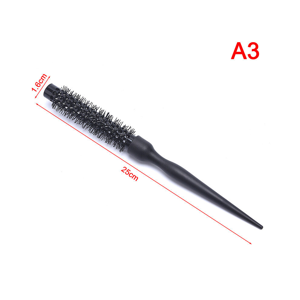 (A3)1pc black curly round roller hair brush nylon professional hair salon barber hair brush hairdressing
