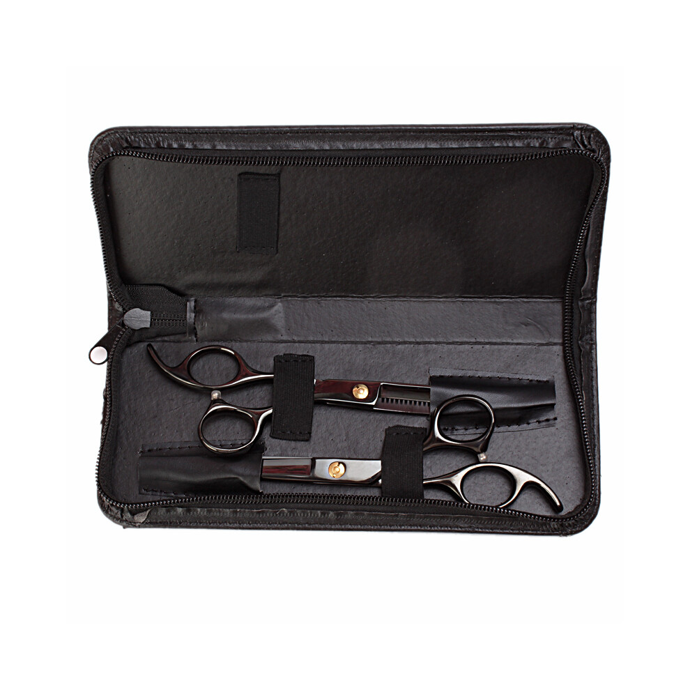 (Black)Japan 6.0" kashos gold ium hairdressing scissors golden hair scissors thinning hair cutting hair