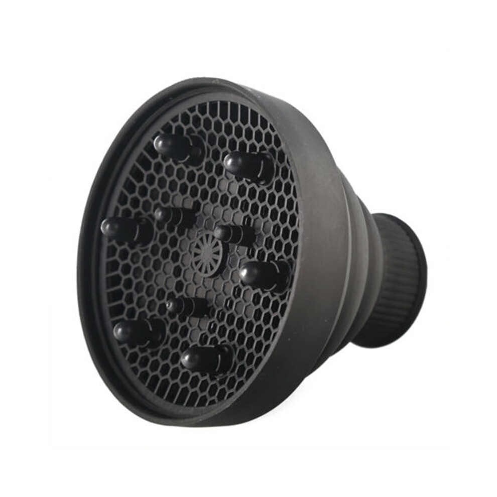(Black) Hair Dryer Diffuser Fan Design Hair Salon Universal Folding Hair Curler New