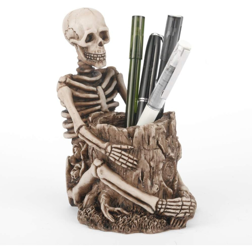 Skull Pen Holder Stationery Pencil Case Makeup Brush Holder Storage Organizer Desktop decoration Storage Container Box Skeleton keychain gift-image-OPC-PH7Z7PQ-NEW