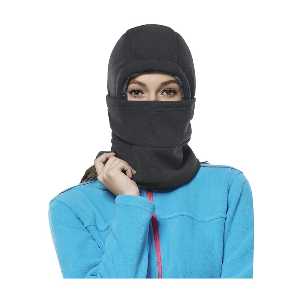 Winter Balaclava Fleece Hood Ski Mask for Women Kids-Gray, Thermal Face Cover Hat Cap Scarf for Cold Weather-image-OPC-PH7Z8M8-NEW