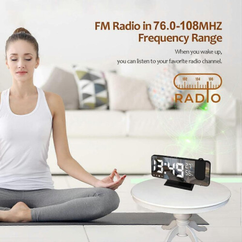 Projection Alarm Clock, LED Digital Alarm Clock with Mirror Surface, USB Charging Port 2