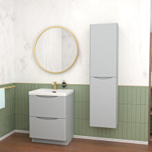 Nes Home Matte Grey 600mm Freestanding Vanity Unit & 400mm Tall Cabinet