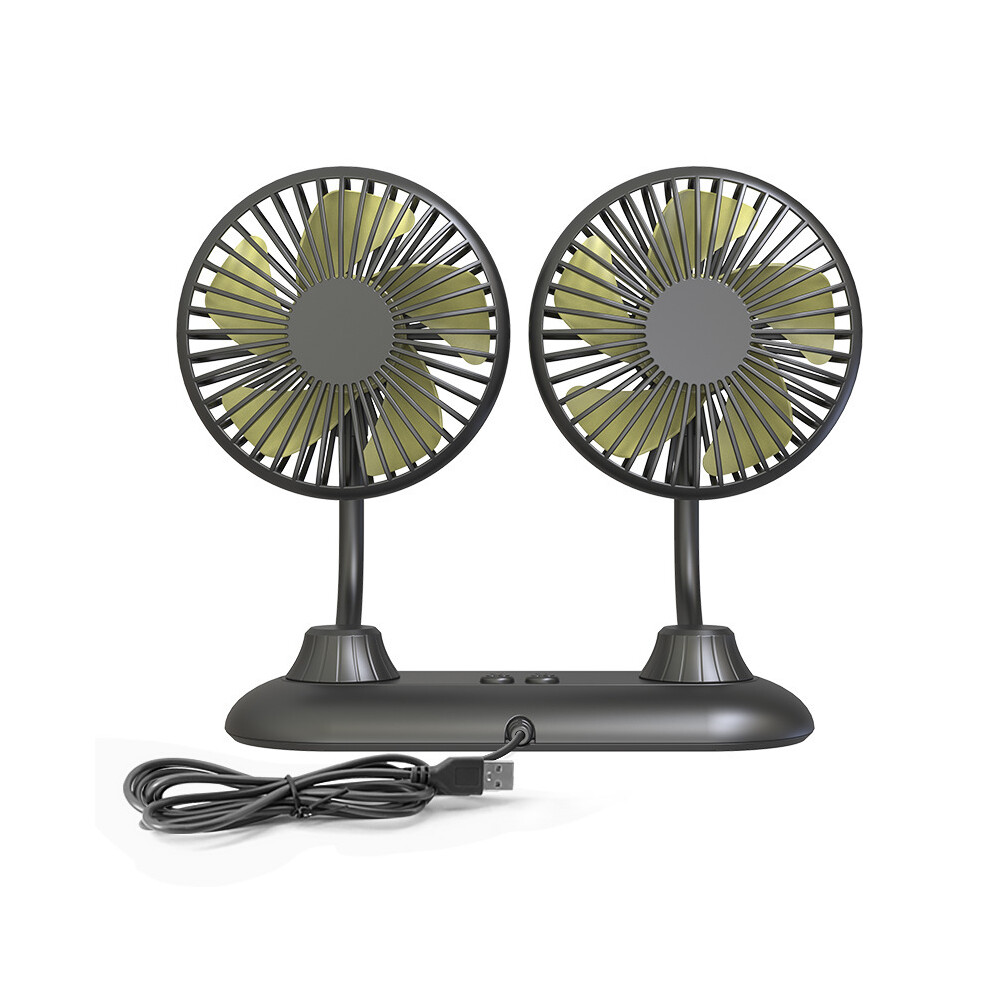 Car Fan Summer Cooling - Adjustable Double Head Fan Vehicle Fans - 360 Degree Rotation, Strong Wind Automatic Cooling Fan 4895992090896