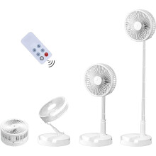 Desk and table fan, portable and foldable, adjustable fan, floor fan, USB rechargeable fan, 4 speeds, assembly without tools