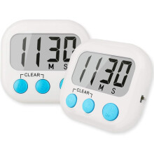 2 Pack Digital Kitchen Timer for Cooking Big Digits Loud Alarm Magnetic Backing Stand Cooking Timers for Baking White