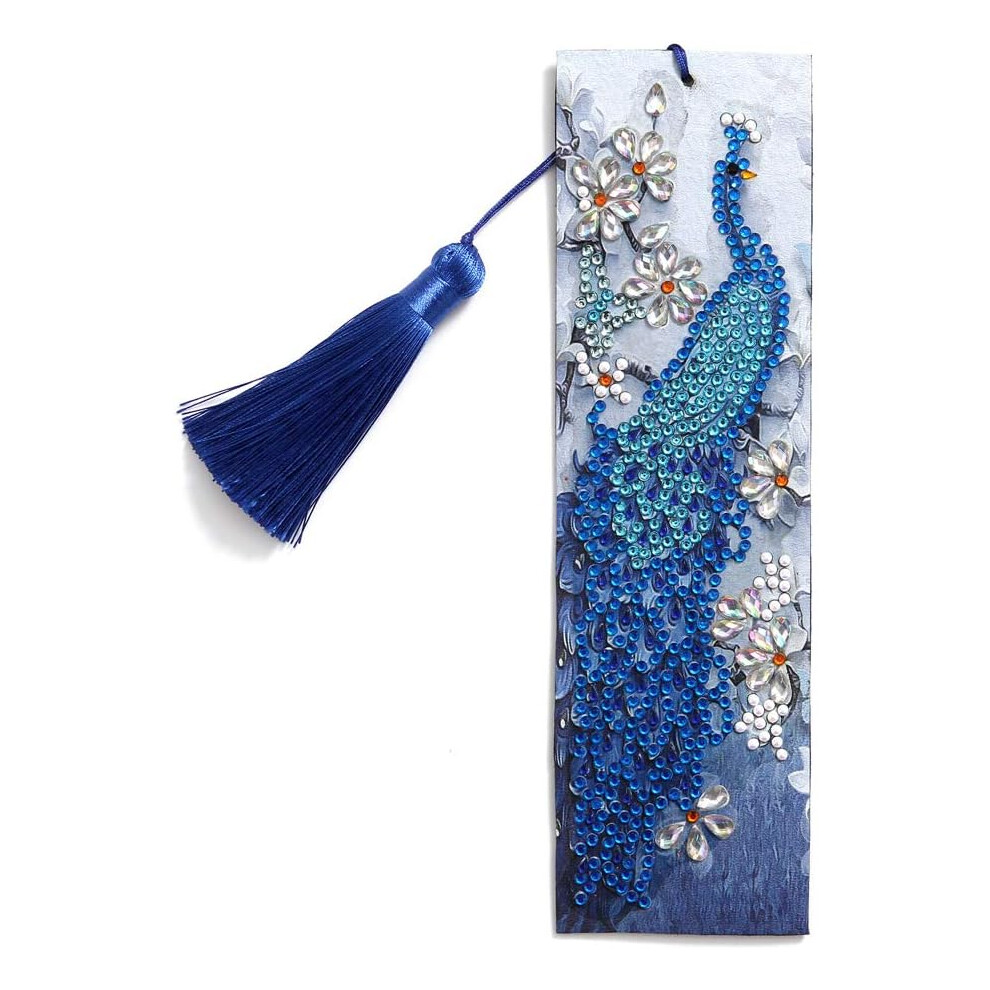 5D Diamond Pasted Painting Kit, DIY Diamond Painting Bookmarks, Diamond Embroidery Bookmark Kit with Leather Tassel, Paint by Number Kit