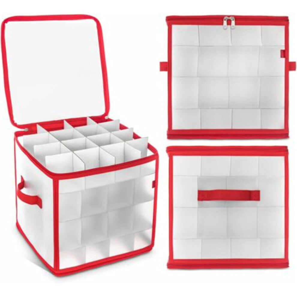 Christmas Bauble Storage Box with Dividers, Holds up to 64 Baubles, Collapsible with Handles, Zipper, for Christmas Decorations-image-OPC-PH7ZPNM-NEW