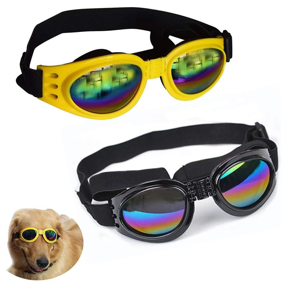 2 stuks stijlvolle zonnebrillen voor huisdieren, waterdicht, winddicht en met uv-bescherming, voor honden en puppy's (zwart en geel)-image-OPC-PH7ZRK5-NEW