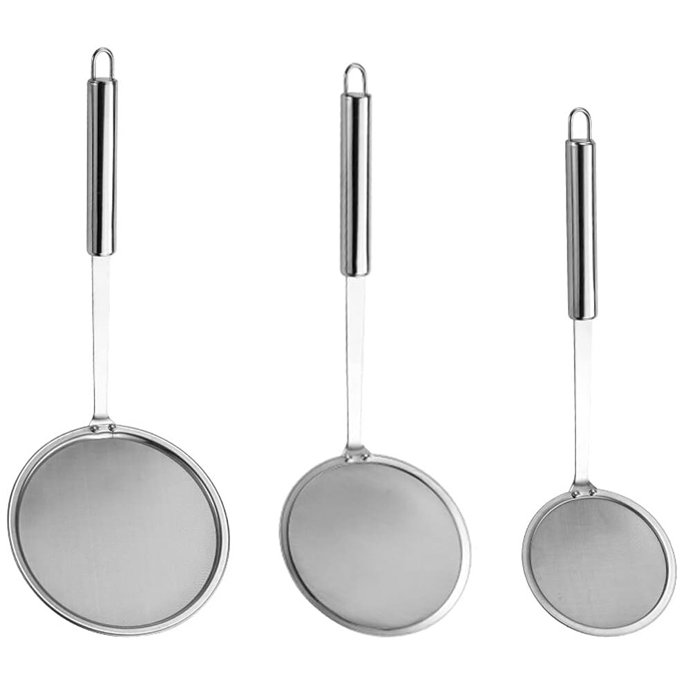 3 Pieces Stainless Steel Kitchen Colander, Skimmer Spoon, Oil Strainer Filter Strainer, Stainless Steel Skimmer, 3 Size, for Filter Residues-image-OPC-PH7ZRQ7-NEW