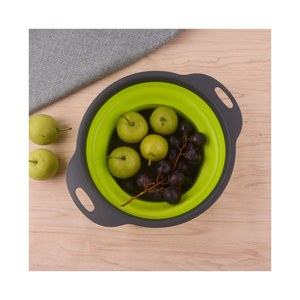 Green (L) Collapsible Colander Silicone Collapsible Colander Kitchen Fruit Basket Collapsible Colander Basket Colander Set for Home Kitchen-image-OPC-PH7ZRX6-NEW
