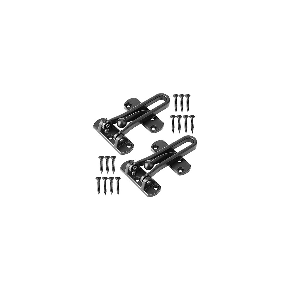 (Black, 2 Pack)Door Reinforcement Lock Latch Swing Bar Lock for Home Security Front Door Locks for Kids Thicken Solid Aluminium Alloy-image-OPC-PH7ZVGQ-NEW