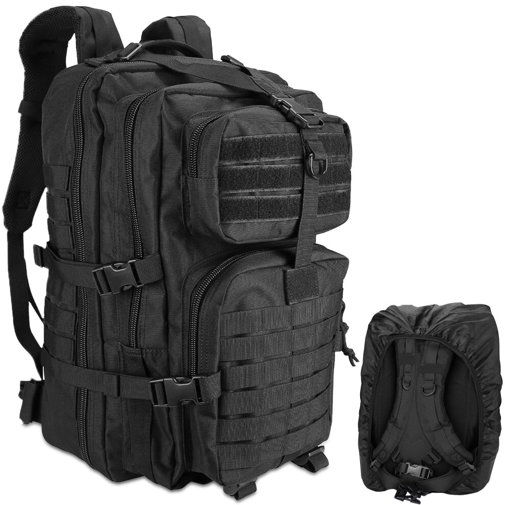 ProCase Military Tactical Backpack, 48L Large Rucksack 3 Day Outdoor Army Assault Molle Pack Go Bag Backpacks -Black-image-OPC-PH7ZWMV-NEW