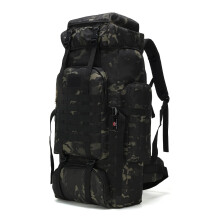 WintMing 70L Camping Hiking Backpack Molle Rucksack Waterproof Traveling Daypack, No Internal Frame (70L-Black CP)