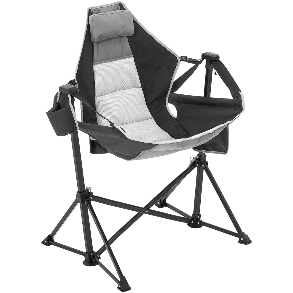 VEVOR Reclining Camping Hammock Chair, Rocking Lounge Folding Chair with Cup Holder, Storage Bag, Headrest & Adjustable Backrest, for Camping and