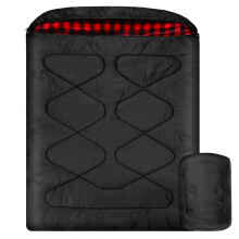 Cotton flannel double sleeping bags for Winter, waterproof queen size sleeping bag for 2 person cold weather camping, backpacking or traveling, double
