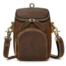 newsbirds Mini Mens Genuine Leather Messenger Shoulder Bag Motorcycle Bike Riding Cycling Multi Waist Fanny Pack Small Leather Leg Bag for Wallet Coin