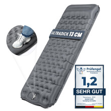 HIKENTURE Self-Inflating Sleeping Mat, 13 cm Ultra Thick Sleeping Mat Camping with Cushion, Inflatable Air Mattress, Small Pack Size, Ultralight