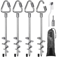 Insaga Ground Anchor, 4pcs Heavy Duty Tent Peg Trampoline Earth Stake Strong Storm Spiral Screw Spike for Garden Swing/Camping/Canopy/Shed/Dog/Carport