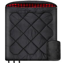 Winter 0 Degree Double Sleeping Bag, Double Wide Queen Size Sleeping Bag With 100% Cotton Flannel Lining, Warm And Waterproof 2 Person Sleeping Bag