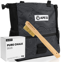 APE13? Chalkbag Boulder Set of Chalk Bag, Boulder Brush, Chalk (as Set & Single) - Perfect Bouldering Gift and Enough Space for Boulder Accessories