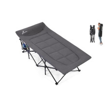 Camping Bed Camp Bed with Cushion and Pillow, Extra Wide Camp Beds for Adults Outdoor Office Indoor Fishing with Carry Bag Supports 450 lbs