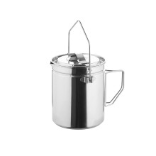 Fire-Maple Camping Pot Stainless Steel Camping Hanging Cup with Steamer Basket | 1.2L Campfire Coffee Mug with Foldable Handle for Outdoor Cooking