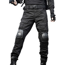 JOYASUS Paintball BDU Tactical Trousers Airsoft Pants Multi-Pocket Duty Pants with Knee Pads Black L