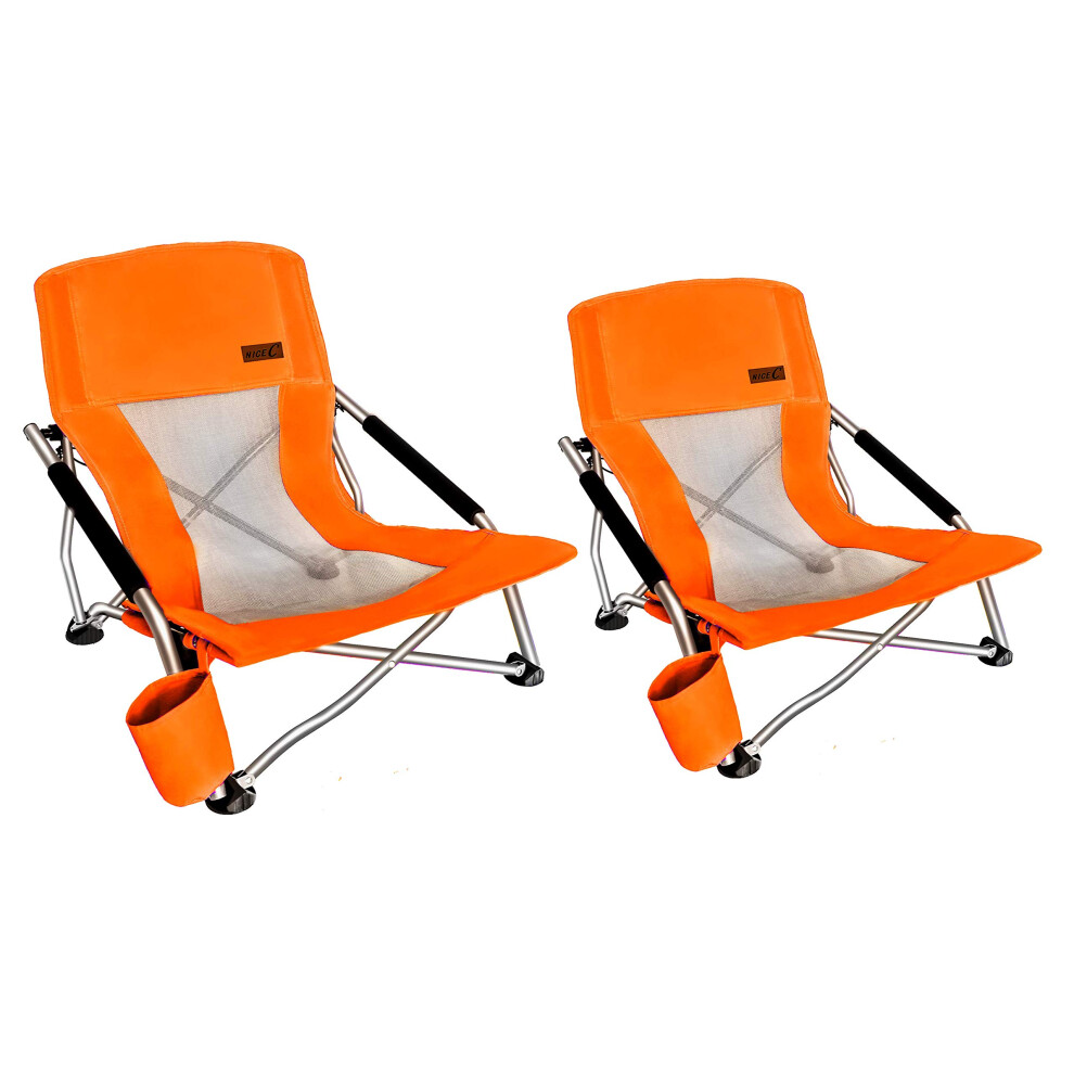 Nice C Low Beach Camping Folding Chair, Ultralight Backpacking Chair with Cup Holder & Carry Bag Compact & Heavy Duty Outdoor, Camping, BBQ, Beach,