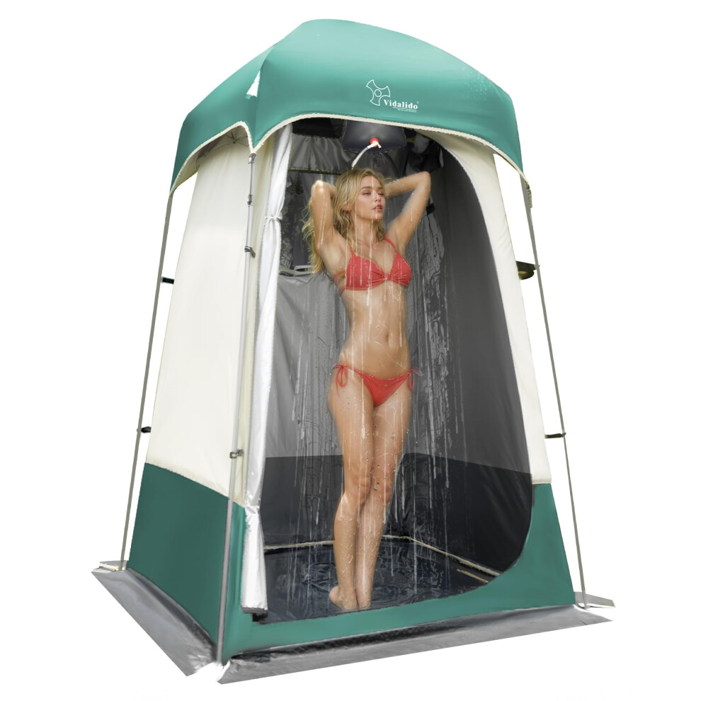 Outdoor Shower Tent Changing Room Privacy Portable Camping Shelters (White+Green)-image-OPC-PH7ZYMW-NEW