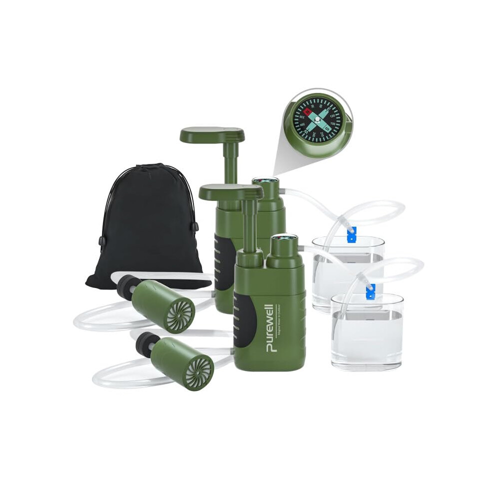 Purewell Water Purifier Pump with Replaceable Carbon 0.01 Micron Water Filter, 4 Filter Stages, Portable Outdoor Emergency and Survival Gear --image-OPC-PH7ZYPX-NEW