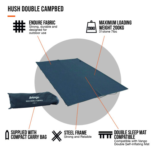 Vango Vango Hush Double Campbed, Granite Grey 1