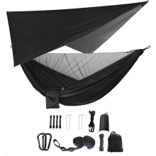 Camping Hammock Set, Single Double Hammock, Mosquito Net, Insect Net, Rainfly, High Strength Parachute Cloth Hammock. Suitable for outdoor, hiking,
