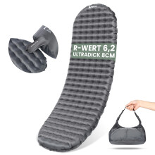 HIKENTURE 6.2 R-Value Camping Sleeping Mat - Ultralight, 8 cm Thick, Inflatable Air Mattress, Small Pack Size for 4 Seasons, Outdoor, Hiking - A1