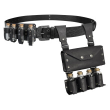 EpicCos 3 PCs Medieval Alchemy Belt Waist Pack Combo with Multiple Potion Bottles, Viking Rivet Belt Side Pouch for Cosplay (Black C)
