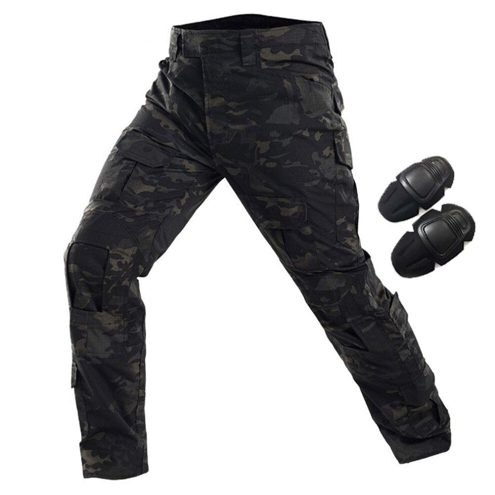 HANSTRONG GEAR Men?s Military Army Tactical Airsoft Paintball Shooting Pants Combat Men Pants with Knee Pads MCBK (30W)-image-OPC-PH7ZZD7-NEW