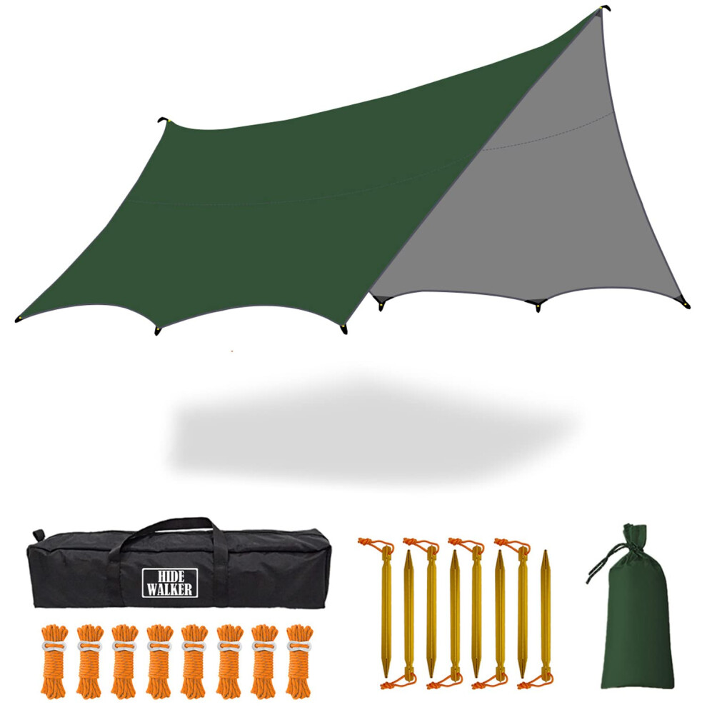 5M X 5M Large Camping Tarps Waterproof Hammock Rain Fly Multipurpose Hexagon Tarpaulin Shelter Tent Groundsheet Outdoor Tarp Awning Canopy (Without 5051220253641